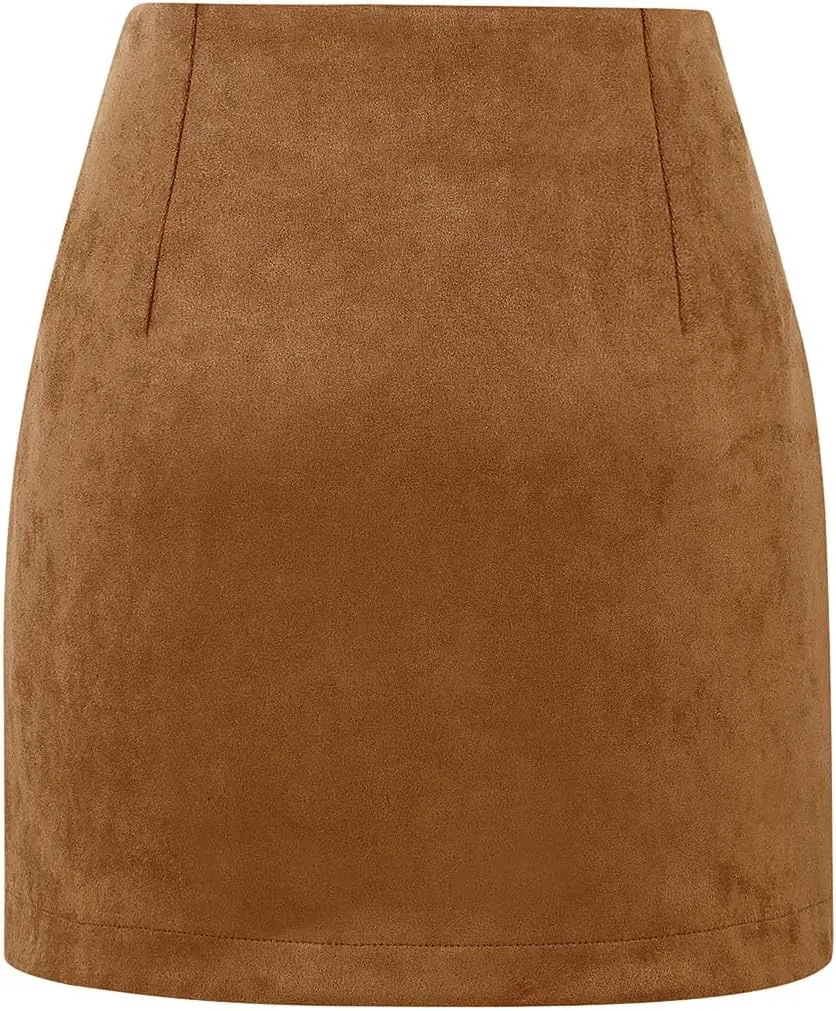 IDEALSANXUN Womens High Waist Plaid Skirt Bodycon Pencil Wool Mini Skirts