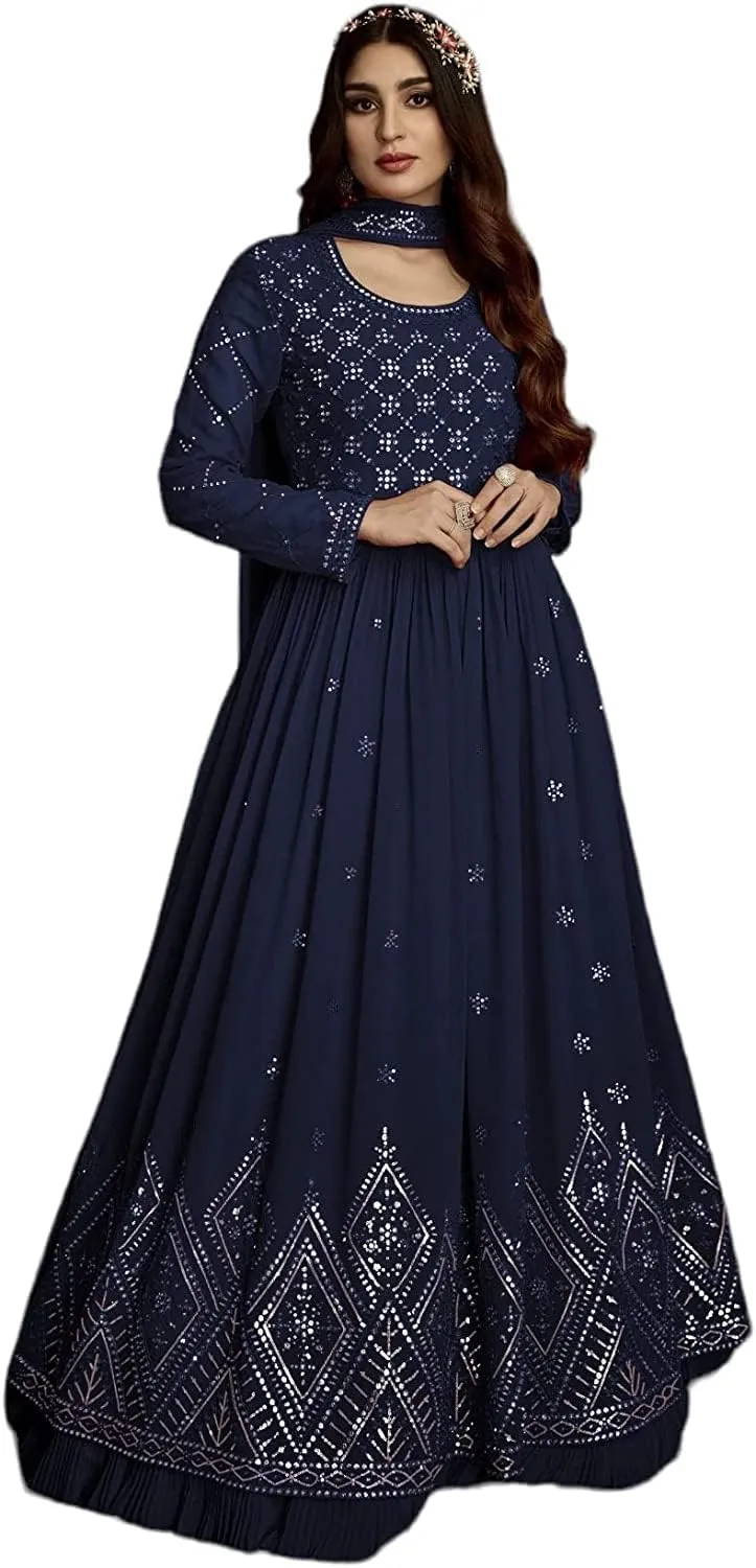 Indian Designer Long Flared Anarkali Gown Dress Pakkistani Stitched Fancy Shalwar Kameez Suits