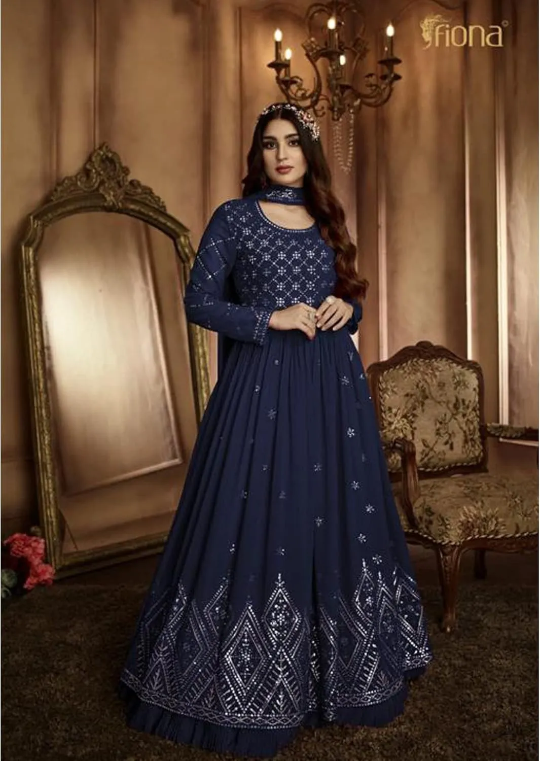 Indian Designer Long Flared Anarkali Gown Dress Pakkistani Stitched Fancy Shalwar Kameez Suits