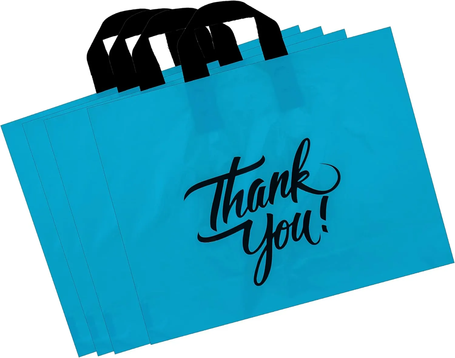 Infinite Pack Large Thank You Merchandise Bags w/Loop Handle, Glossy Boutique Bag, 3" Bottom Gusset & 3 Mil Thick