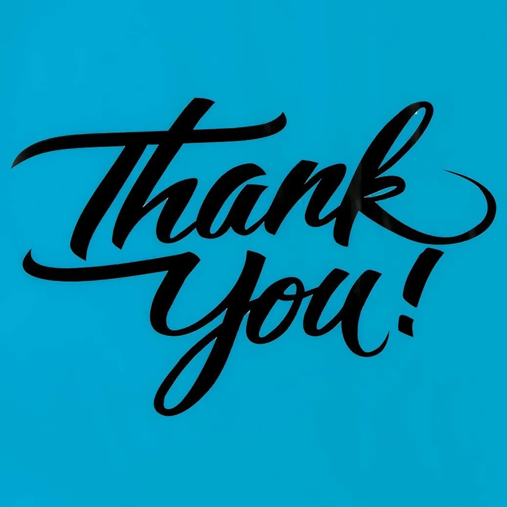 Infinite Pack Large Thank You Merchandise Bags w/Loop Handle, Glossy Boutique Bag, 3" Bottom Gusset & 3 Mil Thick