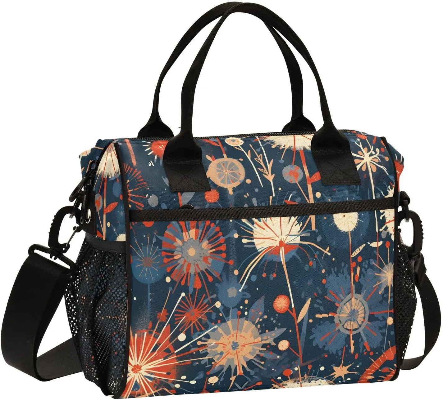 Insulated Lunch Bag Women - Stellar Ember Dandelions Dandelion Lunch Box for Men, Leak Resistant, Adjustable Shoulder Strap, Durability Nylon, for Work, Travel, Outdoor Activities