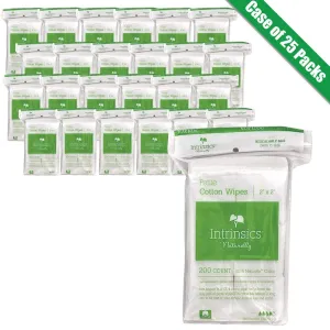 Intrinsics Cotton Esthetic Wipes - Petite - 2" X 2" - 100% Naturelle Cotton / 200 Count per Resealable Bag X 25 Bags = Case of 5,000 Cotton Esthetic Wipes