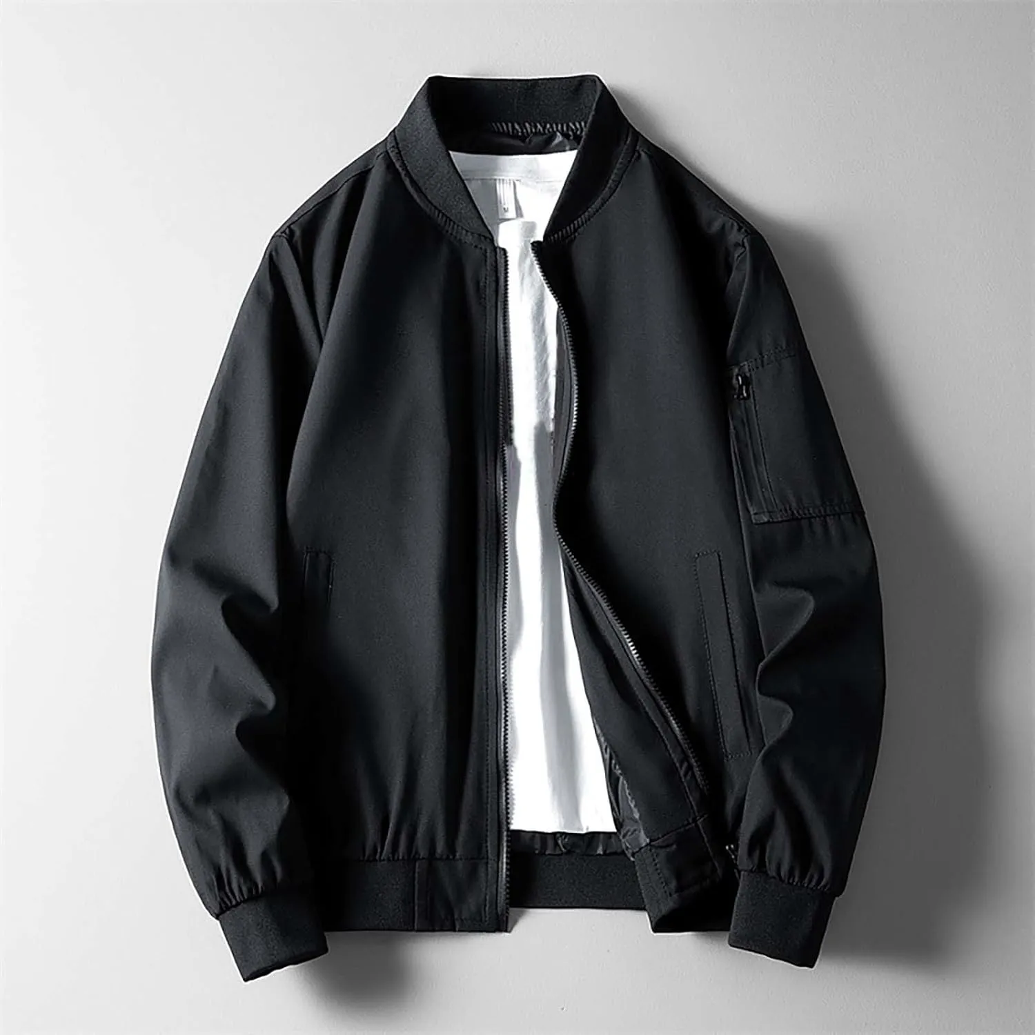 Jacket Men Spring and Autumn Casual Men's Handsome Pilot Zip Fx Standing Jacket Outdoor Fashion Coat for Men Mens