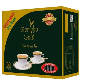 JACKIELYNA'S Finest Kenyan Kericho Gold Foil Enveloped Tea Bags (Kenya) - 100gms / 50 tea bags