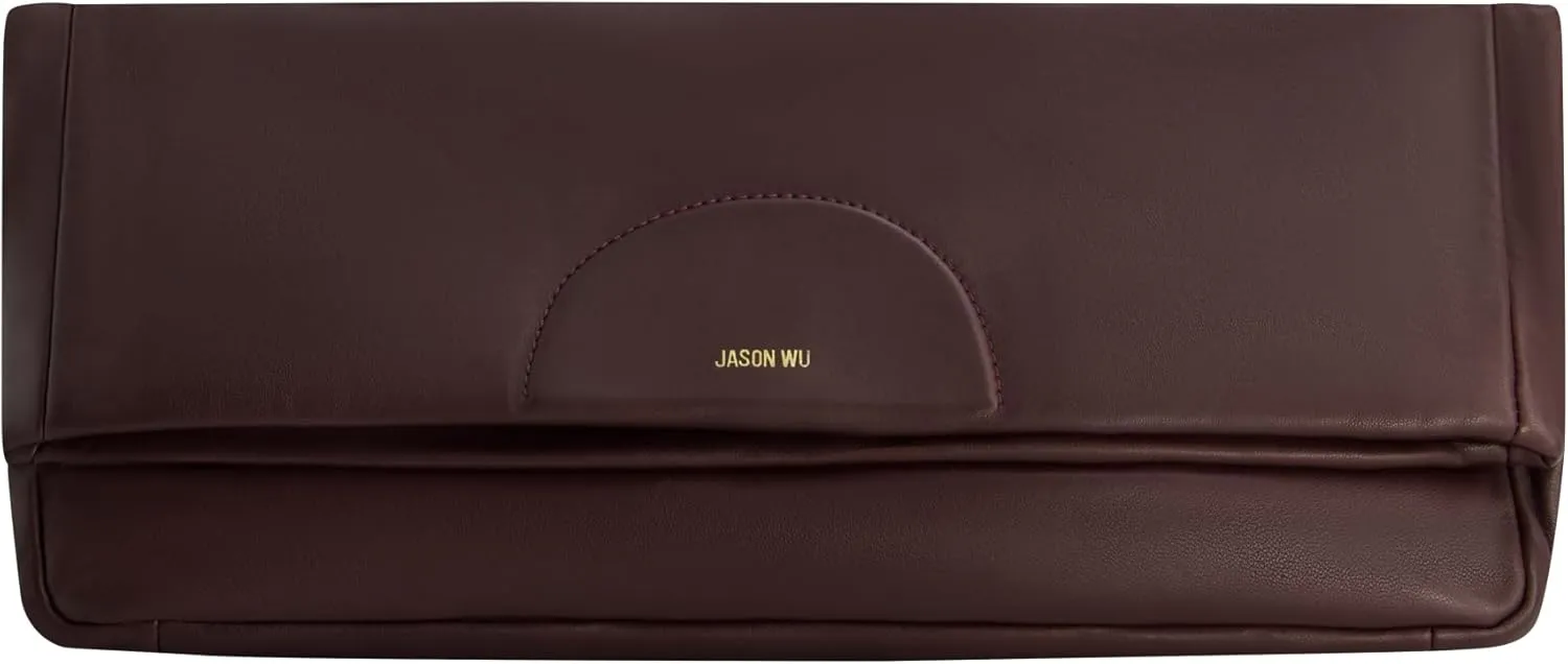 Jason Wu Women's Fold-Over Leather Clutch Bag, Grape, One Size