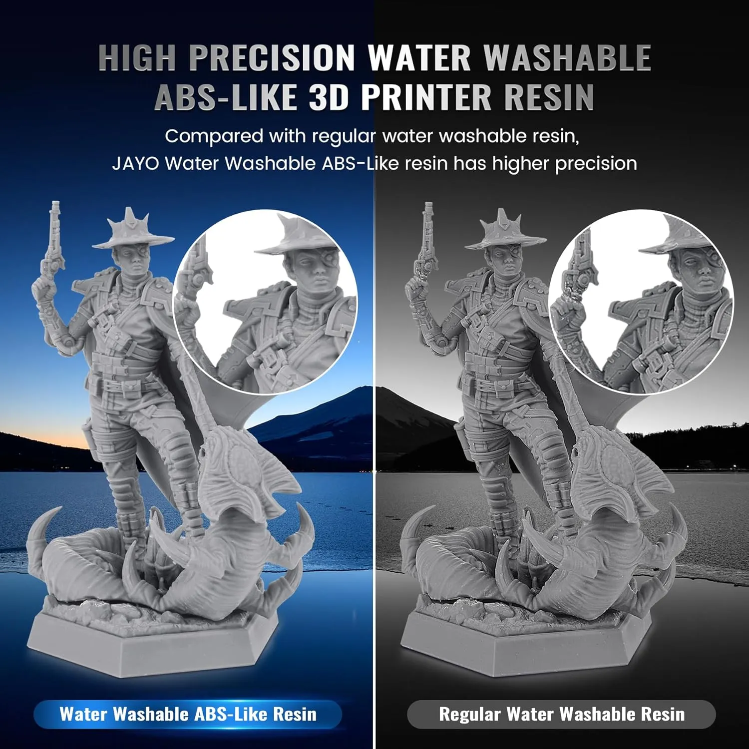 JAYO Water Washable ABS-Like 3D Printer Resin Dark Gray 2KG, High Toughness and Durability, Easy to Post-Process, Low Odor, 405nm UV Standard Rapid Photopolymer Resin for LCD/SLA 3D Printer