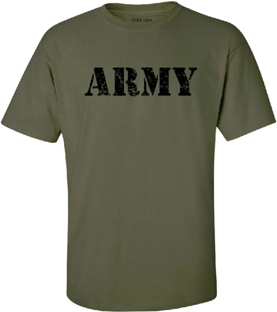 Joe's USA Vintage Army Logo T-Shirts, Regular Big and Tall Sizes