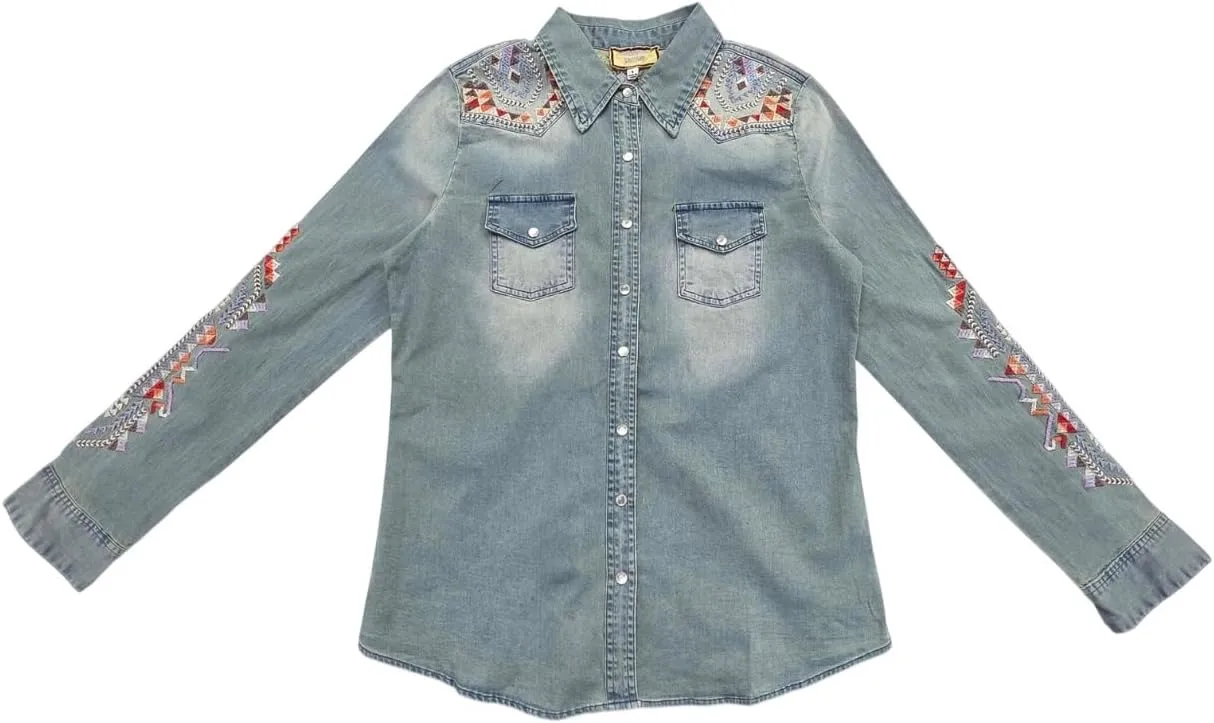 Johnny Was Kresley Western Shirt - W10125-3 (Denim Blue, XL)