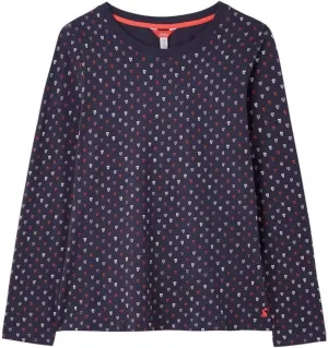 Joules Women's Selma Print Navy Hearts 100% Cotton Shirt Top