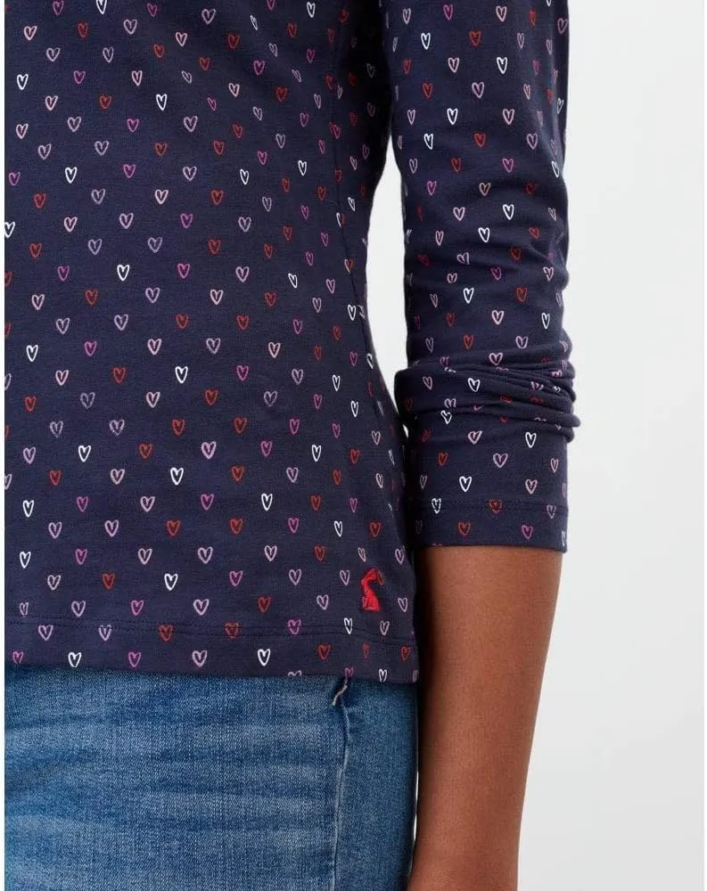 Joules Women's Selma Print Navy Hearts 100% Cotton Shirt Top