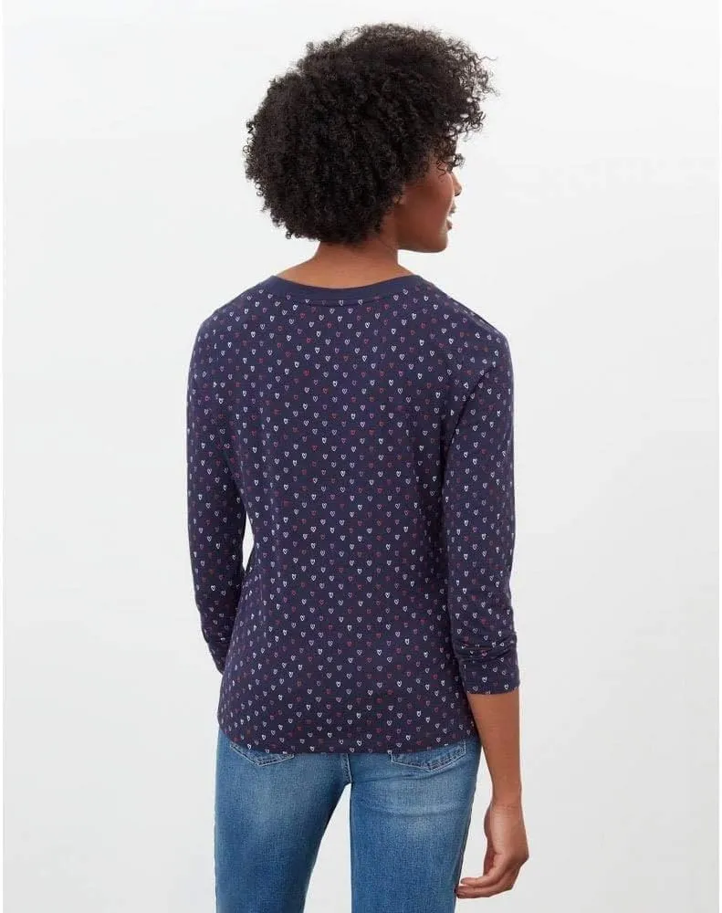 Joules Women's Selma Print Navy Hearts 100% Cotton Shirt Top
