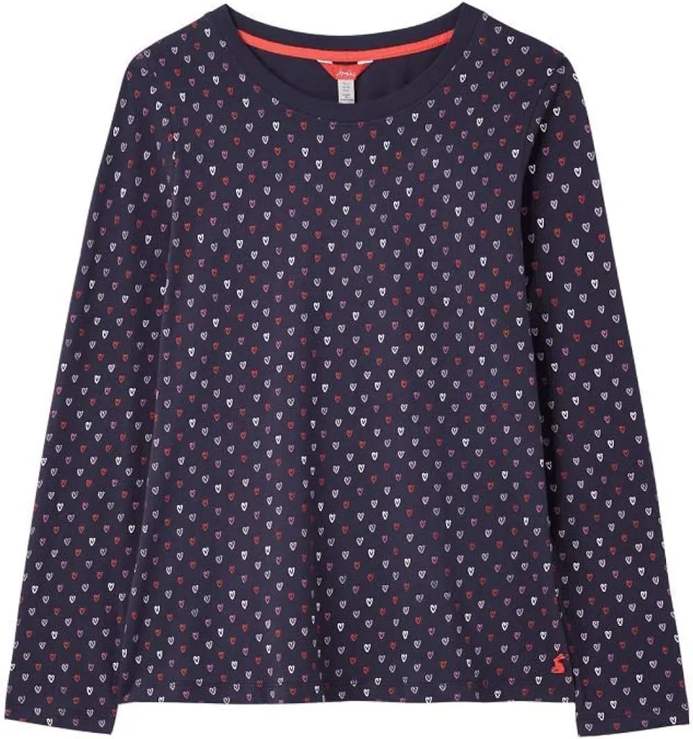 Joules Women's Selma Print Navy Hearts 100% Cotton Shirt Top