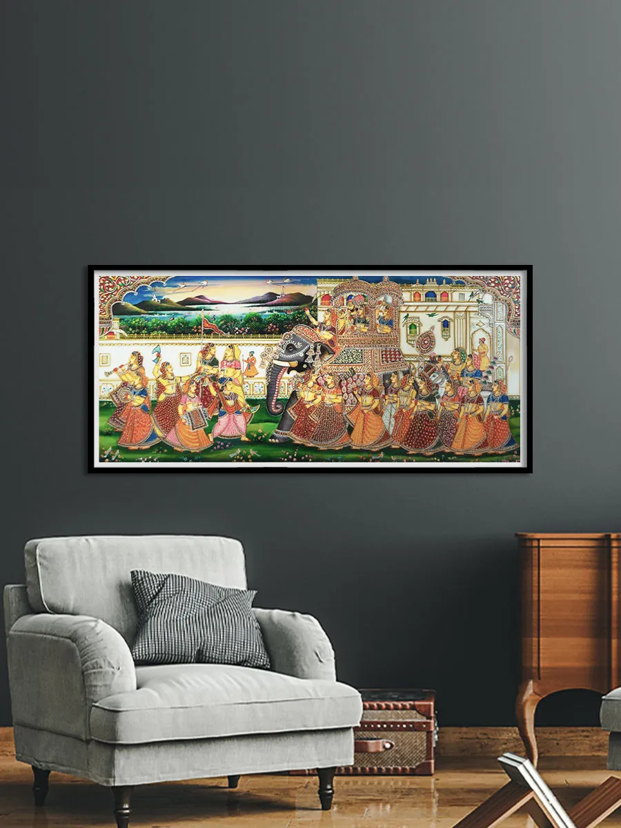 Journey into the Kaleidoscope: Marriage Procession Usta Miniature by Pankaj Kumar