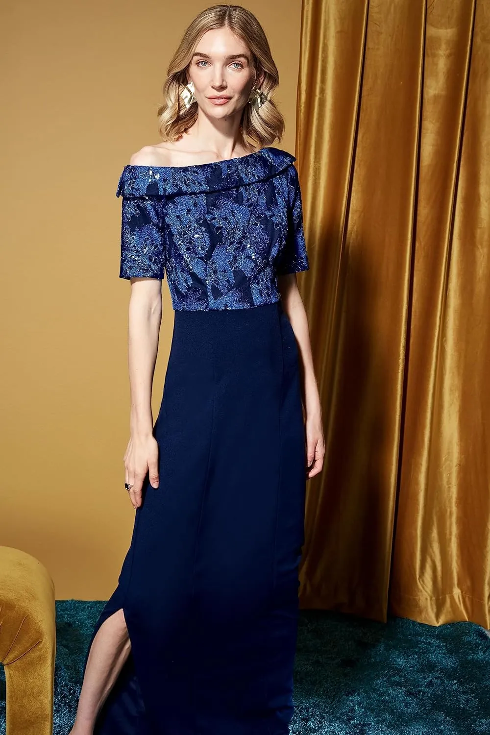 JS Collections Women's Zola Asymmetric Collar Gown