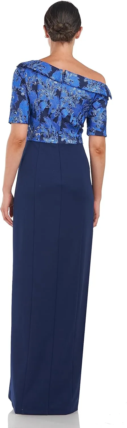 JS Collections Women's Zola Asymmetric Collar Gown