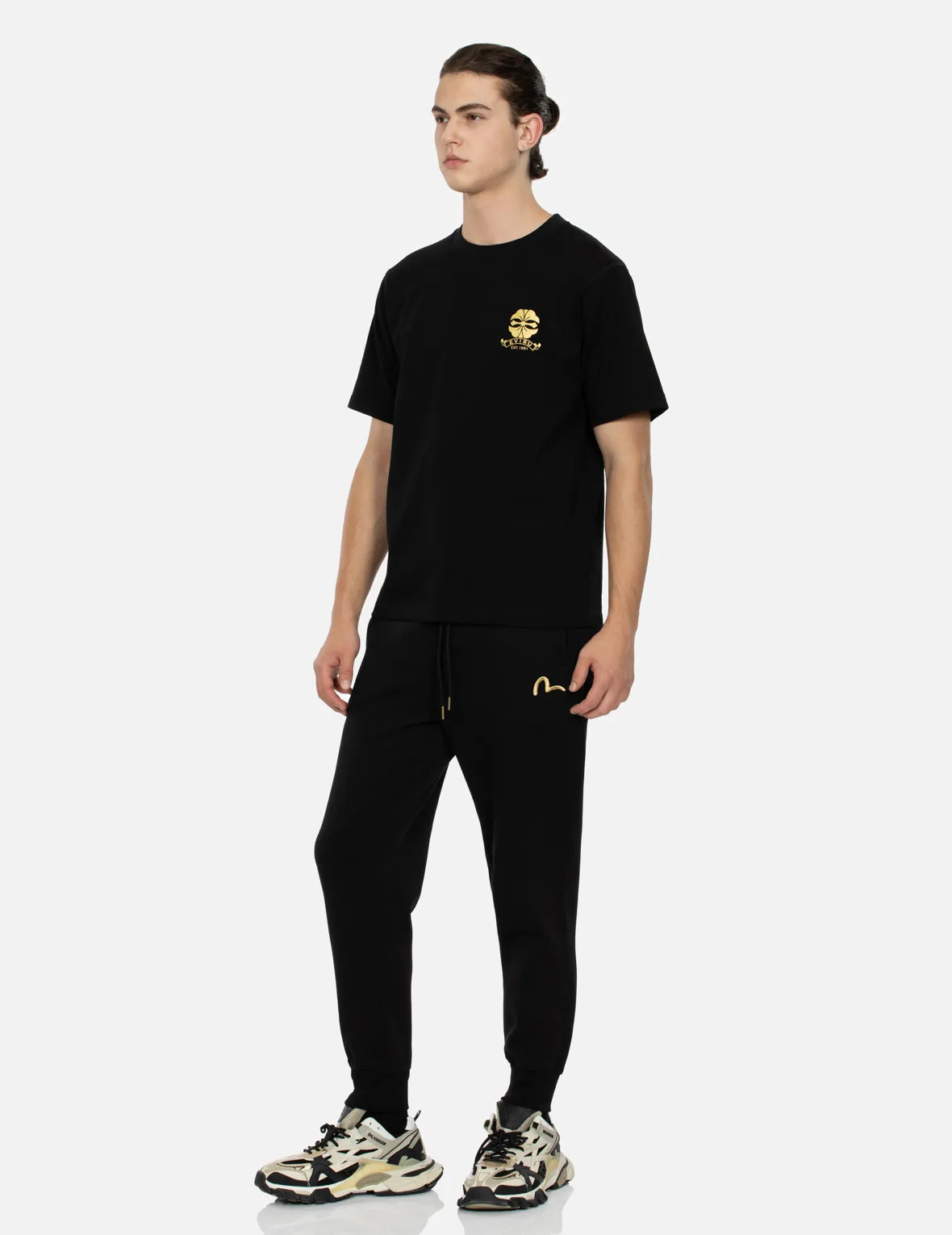 Kamon and Logo Foil Print Regular Fit T-shirt