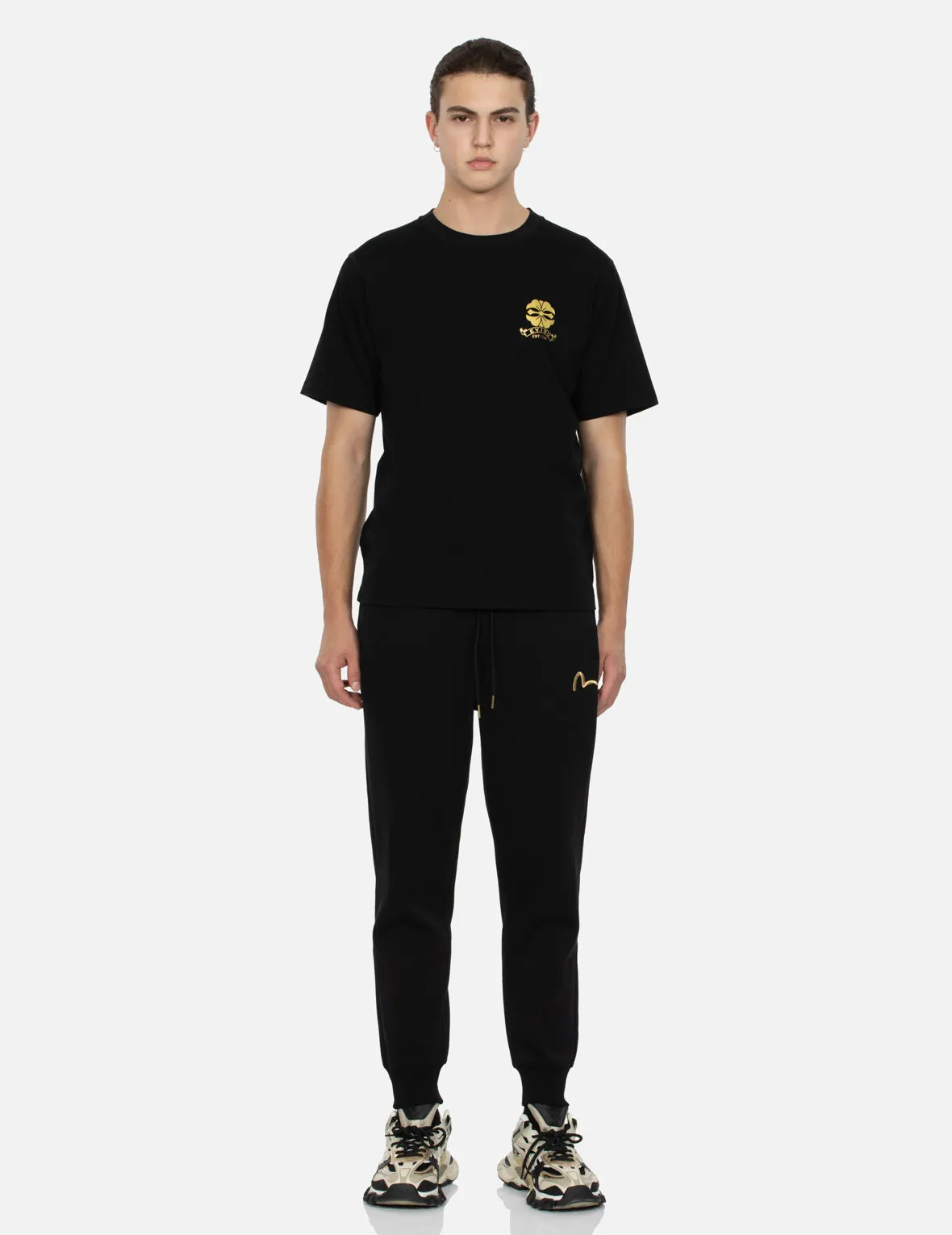 Kamon and Logo Foil Print Regular Fit T-shirt