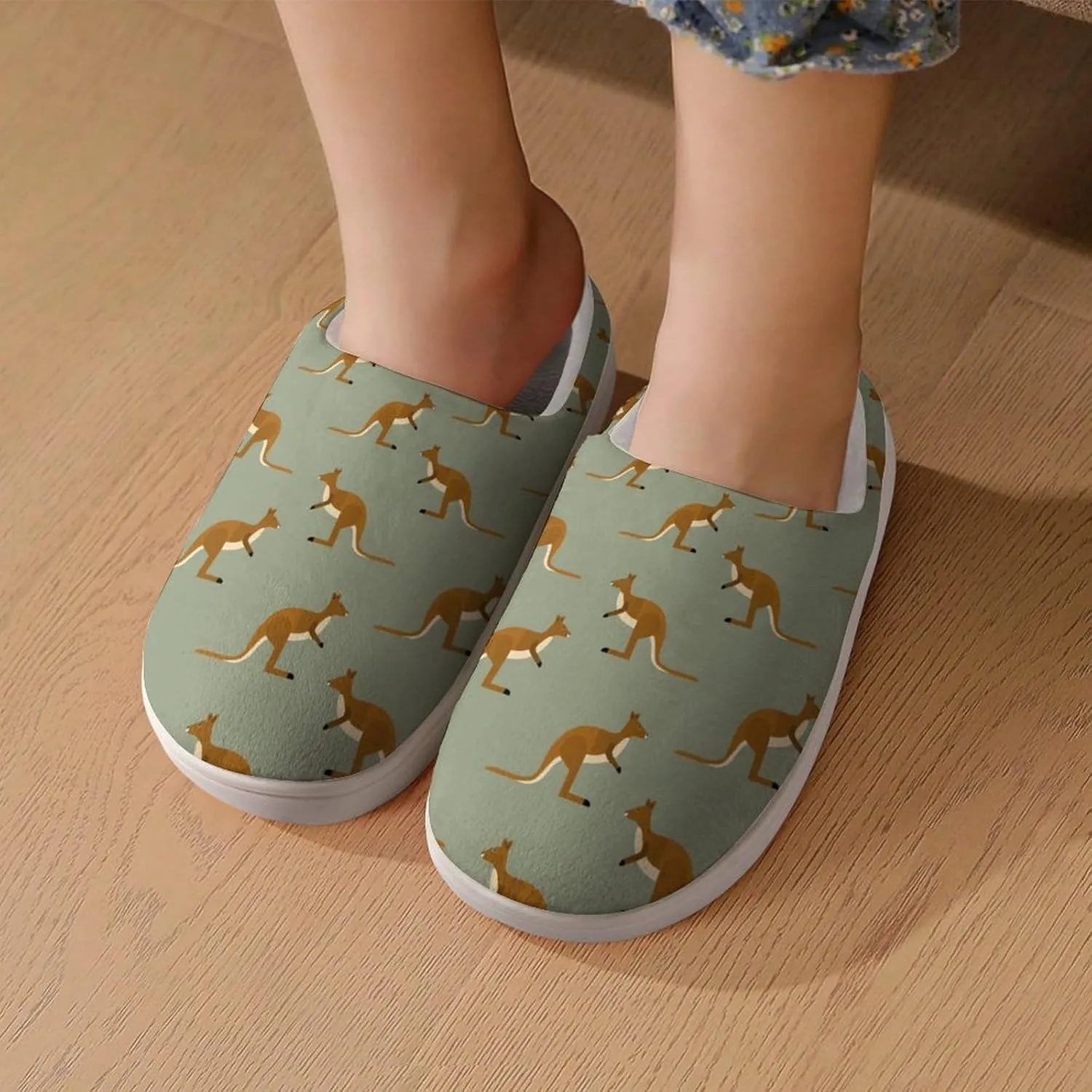 Kangaroo Animal Print Print Slippers for Boys Girls Home Cotton Slippers Non-Slip Warm Little Kids Slippers