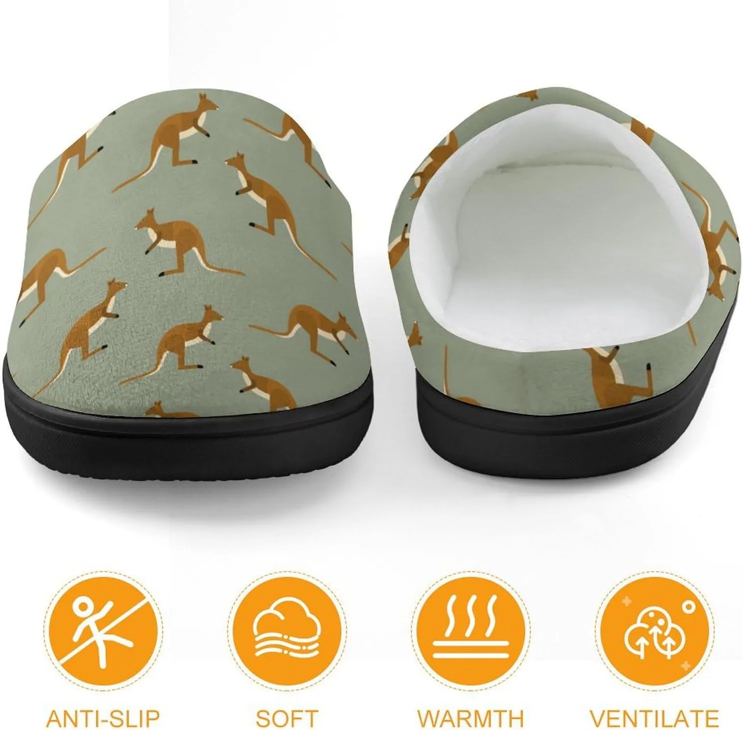 Kangaroo Animal Print Print Slippers for Boys Girls Home Cotton Slippers Non-Slip Warm Little Kids Slippers