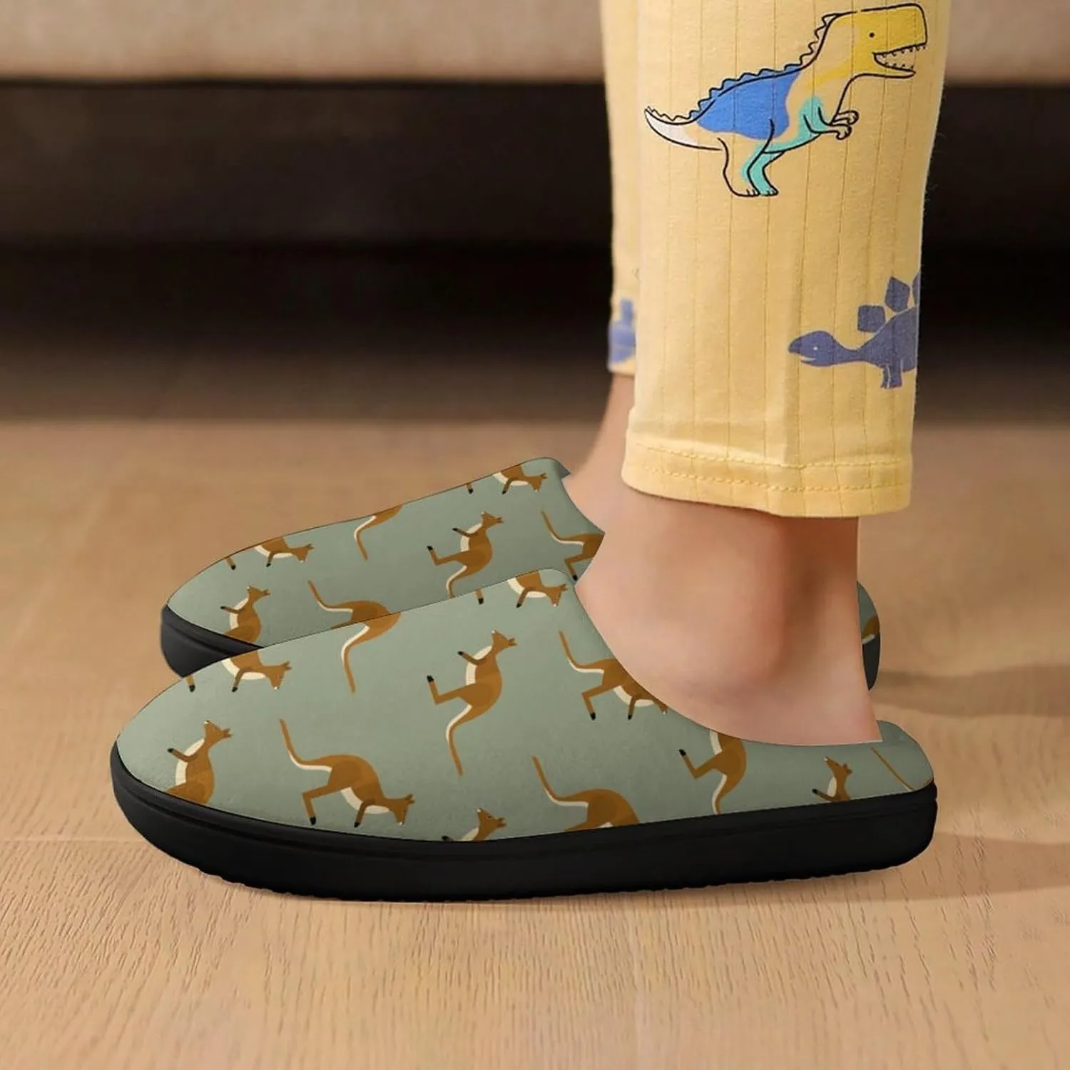 Kangaroo Animal Print Print Slippers for Boys Girls Home Cotton Slippers Non-Slip Warm Little Kids Slippers