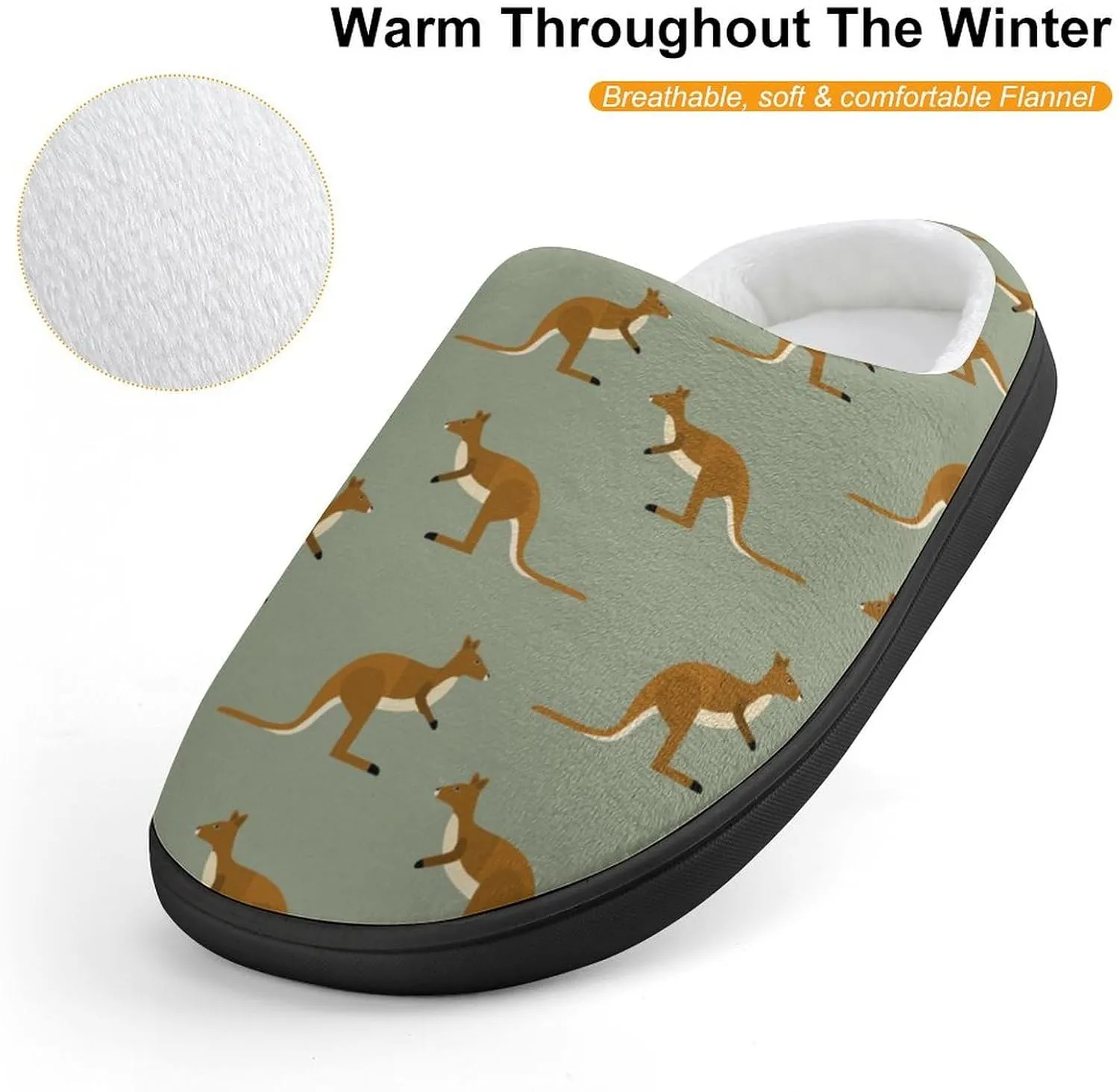 Kangaroo Animal Print Print Slippers for Boys Girls Home Cotton Slippers Non-Slip Warm Little Kids Slippers
