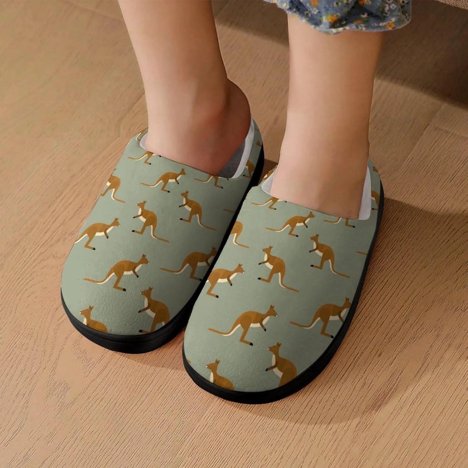 Kangaroo Animal Print Print Slippers for Boys Girls Home Cotton Slippers Non-Slip Warm Little Kids Slippers
