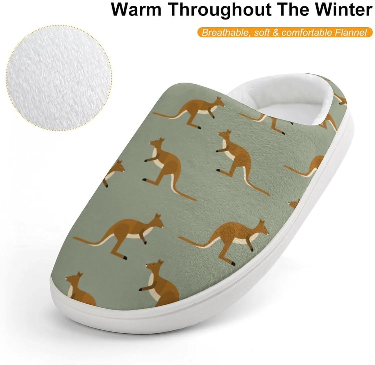 Kangaroo Animal Print Print Slippers for Boys Girls Home Cotton Slippers Non-Slip Warm Little Kids Slippers