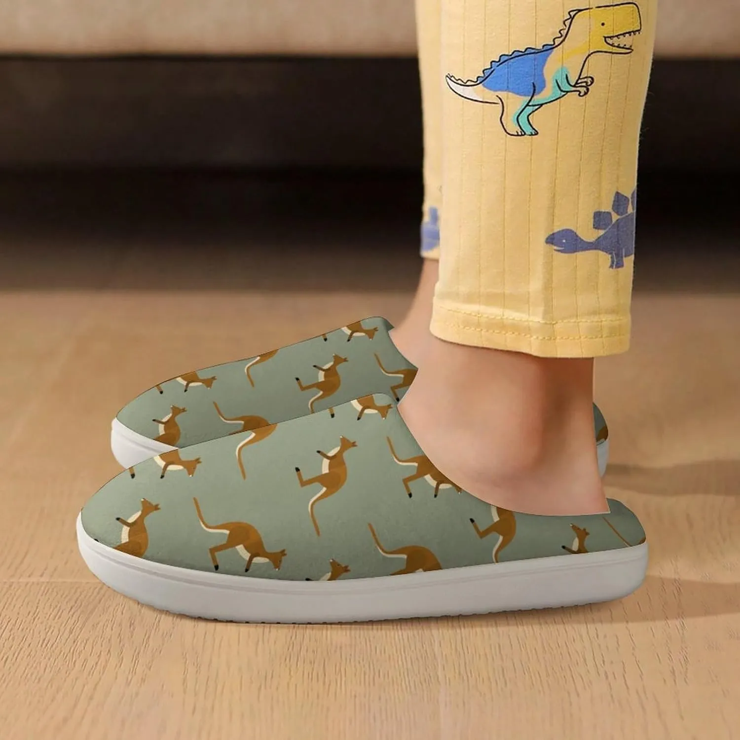 Kangaroo Animal Print Print Slippers for Boys Girls Home Cotton Slippers Non-Slip Warm Little Kids Slippers