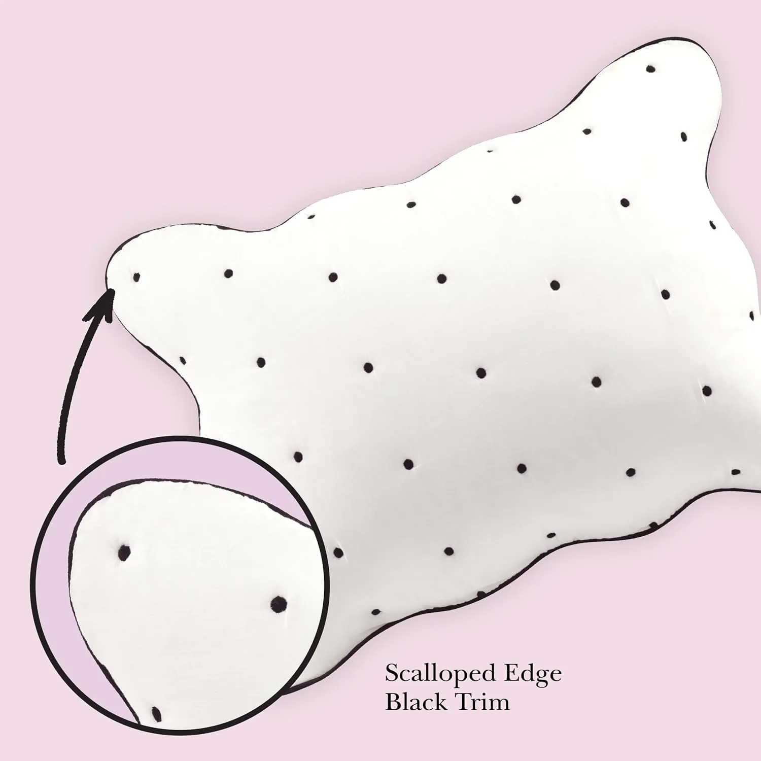 kate spade new york Scalloped Edge 3-Piece Full/Queen Quilt Bedding Set, 100% Cotton Reversible Cover, All Season Warmth Bedding, Machine Washable, Marshmallow