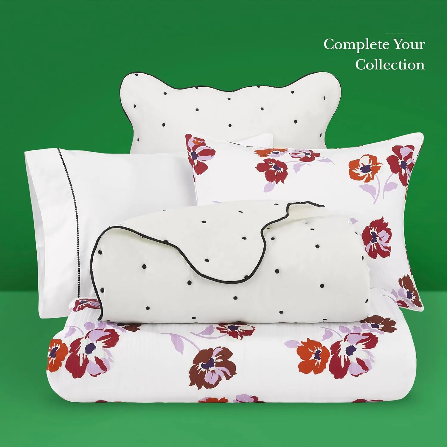 kate spade new york Scalloped Edge 3-Piece Full/Queen Quilt Bedding Set, 100% Cotton Reversible Cover, All Season Warmth Bedding, Machine Washable, Marshmallow