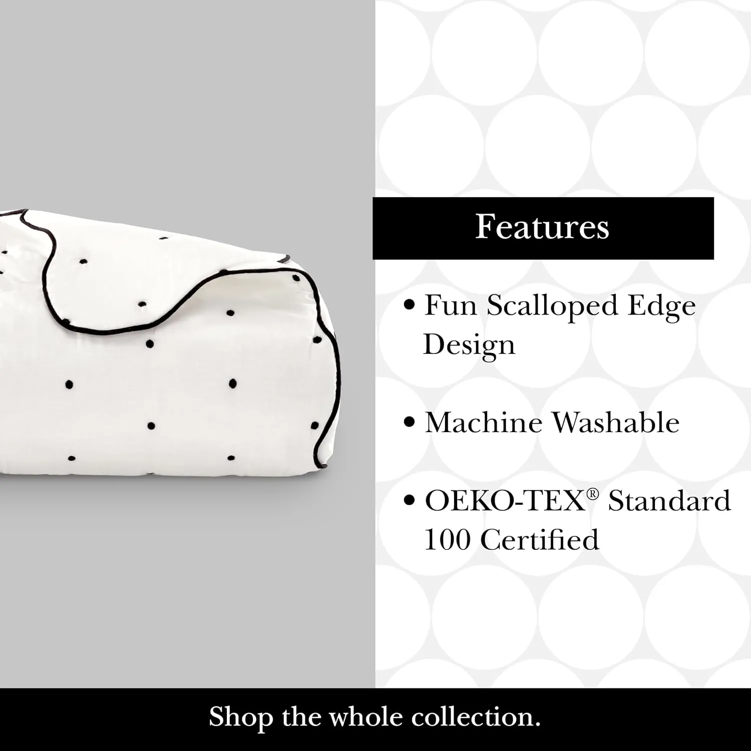 kate spade new york Scalloped Edge 3-Piece Full/Queen Quilt Bedding Set, 100% Cotton Reversible Cover, All Season Warmth Bedding, Machine Washable, Marshmallow