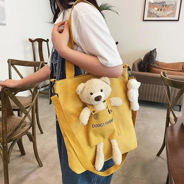 Kawaii Canvas Little Bear Travel Handbag