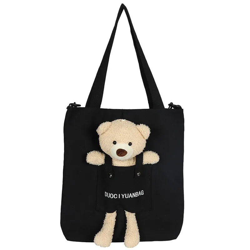 Kawaii Canvas Little Bear Travel Handbag