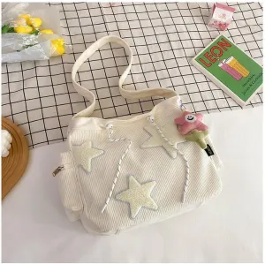 Kawaii Shoulder Bag Crossbody Bags For Women with Cute Accessories Large Tote Bag Casual Handbags Star Pattern