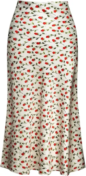 Keasmto Leopard Print Skirt for Women Cheetah High Waist Silk Satin Elasticized Skirts