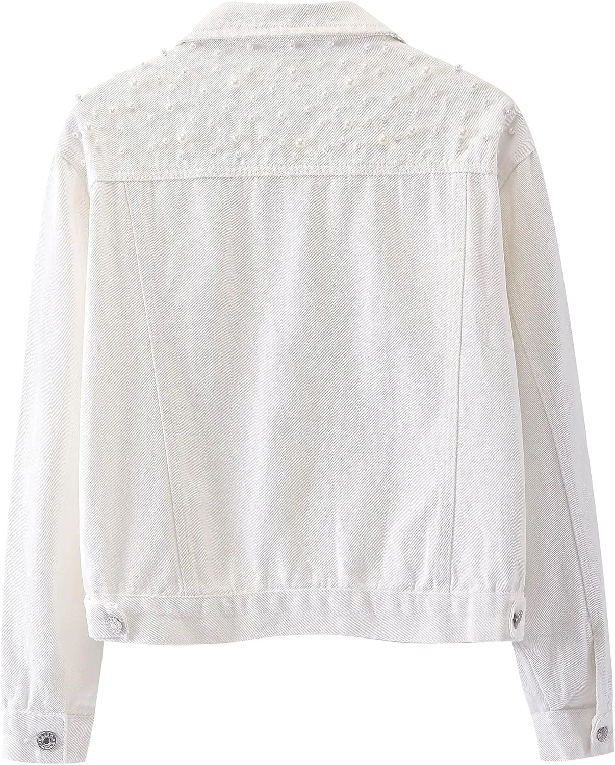 Kedera Women Oversized Denim Jacket Embroidered Pearls Beading Jeans Coat