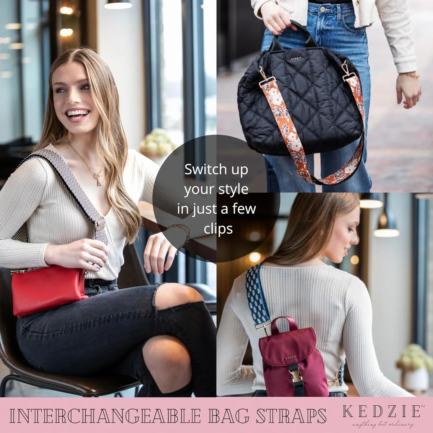 KEDZIE Embroidered Interchangeable Bag Straps Adjustable Length 55” Handbag Purse 2-inch Wide Guitar Style Crossbody Strap