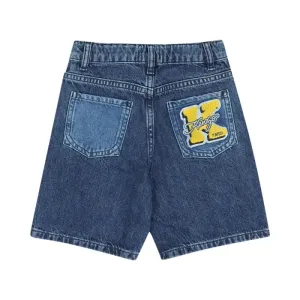 Kenzo Blue Embroidered Denim Shorts