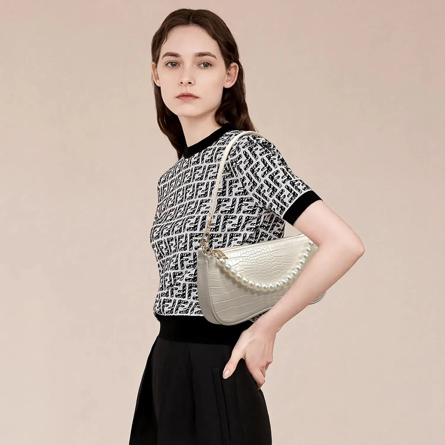 Keyli Small Shoulder Bag for Women Simple Leather Handbags Trendy Clutch Hobo Purse