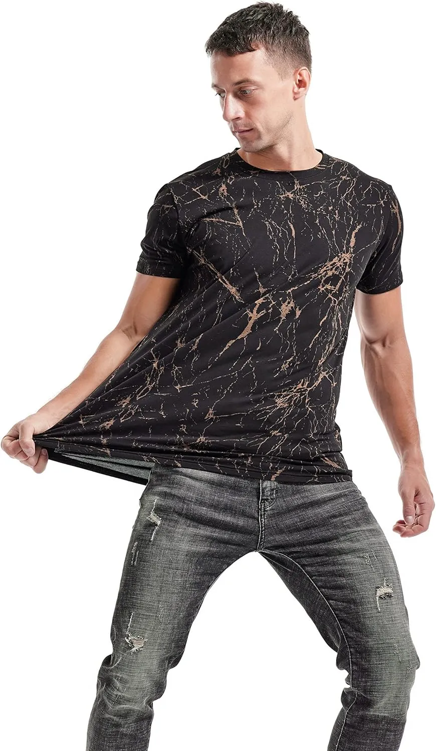 KLIEGOU Mens Hipster Hiphop Tees - Fashion Print T-Shirts