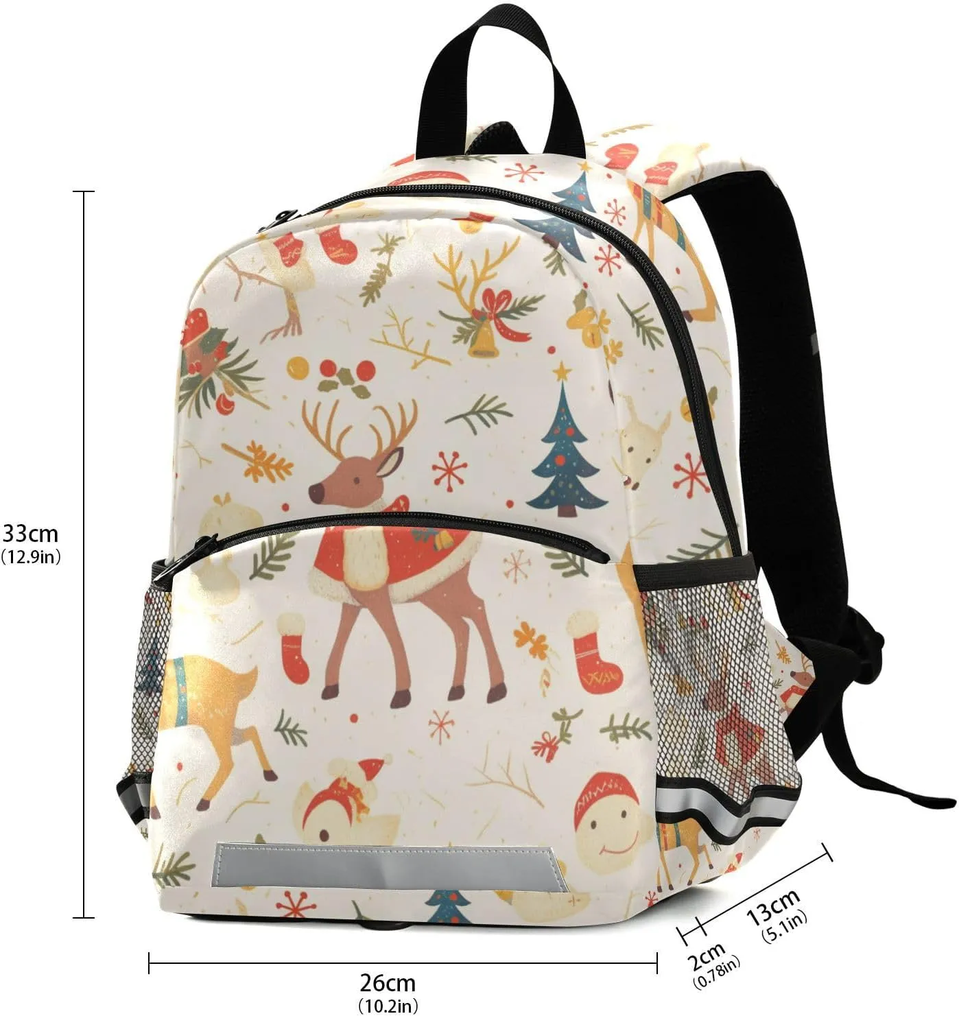 KLL Mini Preschool Backpack Christmas Pattern Reindeer Mini Travel Bookbag for Primary School