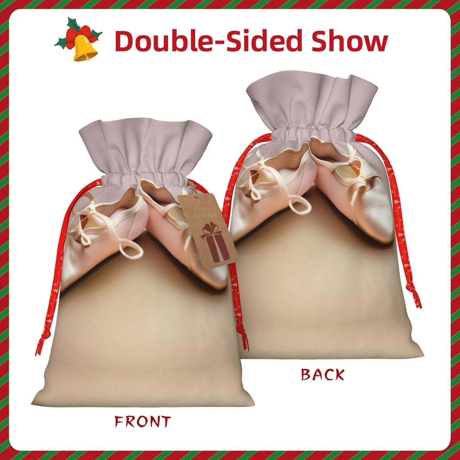 KOPUUYRD Ballet Shoes Print Holiday Gift Bags Reusable Gift Bags,Bulk Gift Bags,Stylish Gift Bags For All Occasions
