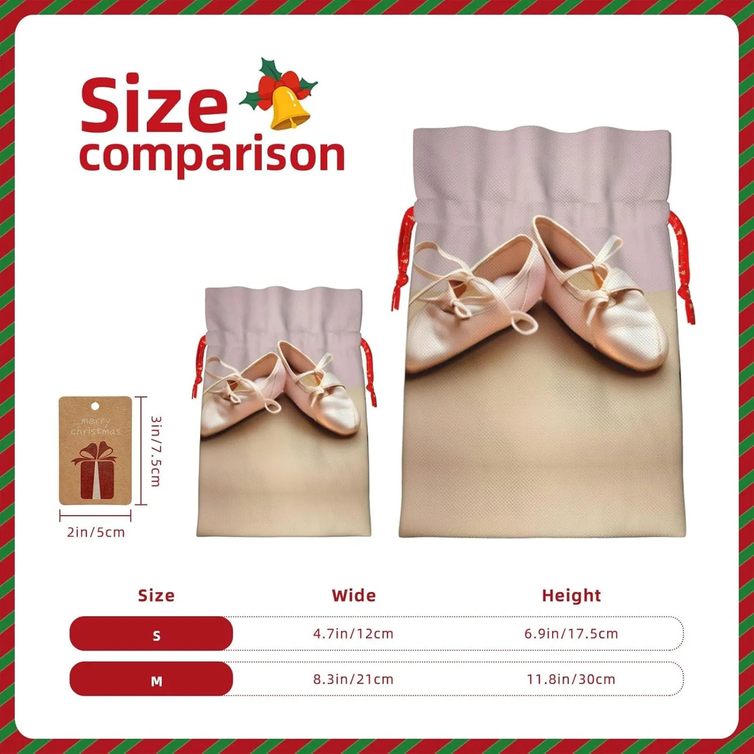 KOPUUYRD Ballet Shoes Print Holiday Gift Bags Reusable Gift Bags,Bulk Gift Bags,Stylish Gift Bags For All Occasions