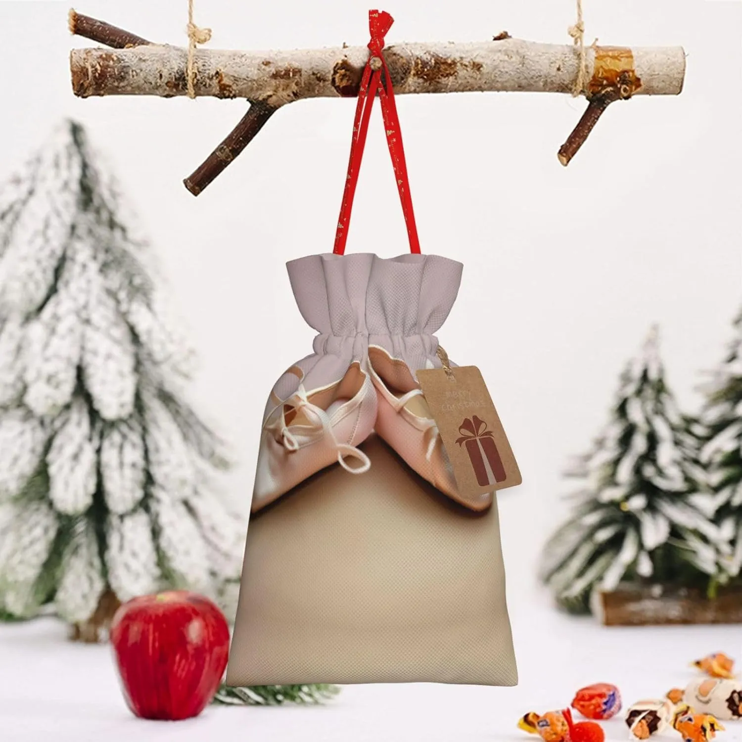 KOPUUYRD Ballet Shoes Print Holiday Gift Bags Reusable Gift Bags,Bulk Gift Bags,Stylish Gift Bags For All Occasions