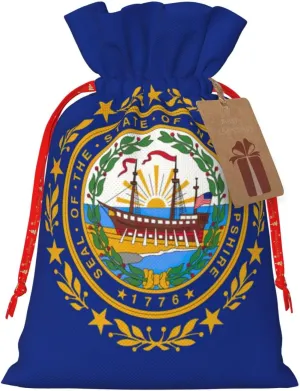 KOPUUYRD New Hampshire State Flag Print Holiday Gift Bags Reusable Gift Bags,Bulk Gift Bags,Stylish Gift Bags For All Occasions