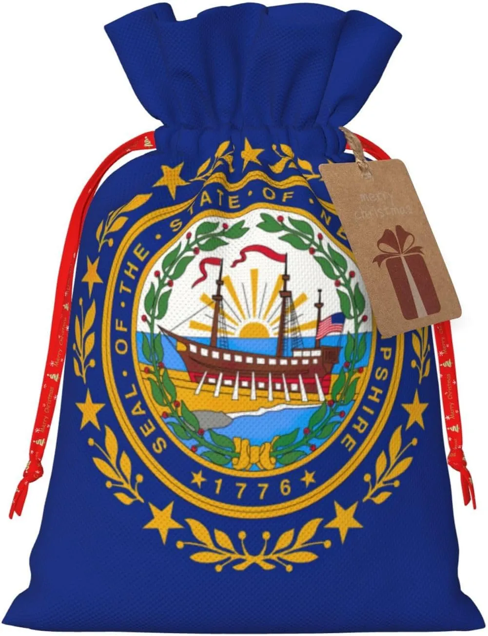 KOPUUYRD New Hampshire State Flag Print Holiday Gift Bags Reusable Gift Bags,Bulk Gift Bags,Stylish Gift Bags For All Occasions