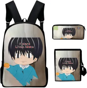 Kotaro Lives Alone Backpack Three-piece Sets Casual Oxford Cloth Travel Bag Fashion Shoulder Bags (WP07734X04,One size)