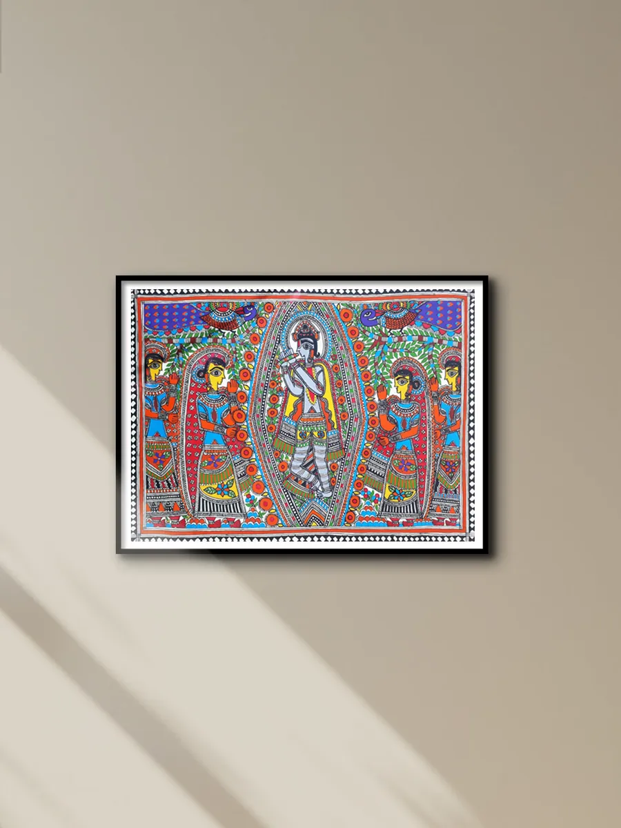 Krishna and the Gopis in Madhubani by Vibhuti Nath