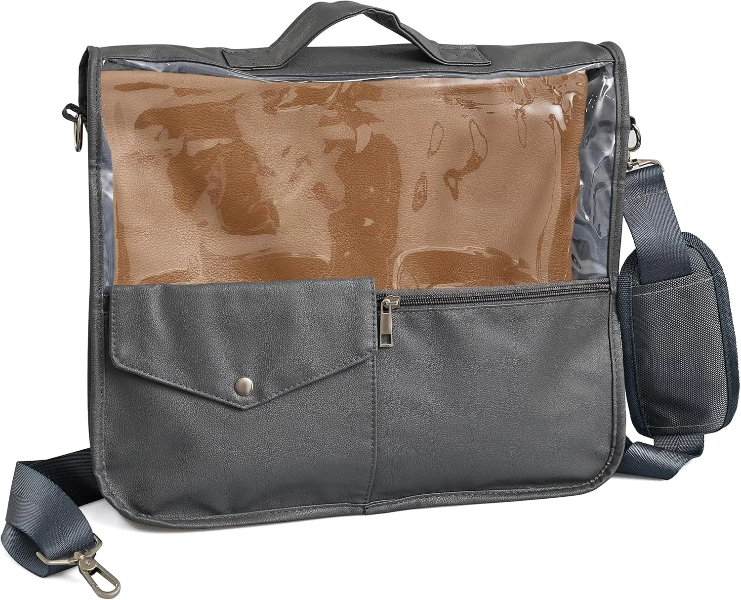 Kuracha Protector – Tefillin & Tallit Bag Carrier | Durable & Elegant Judaica Storage, Leather Multi Pocket With Strap & Handle, Charcoal